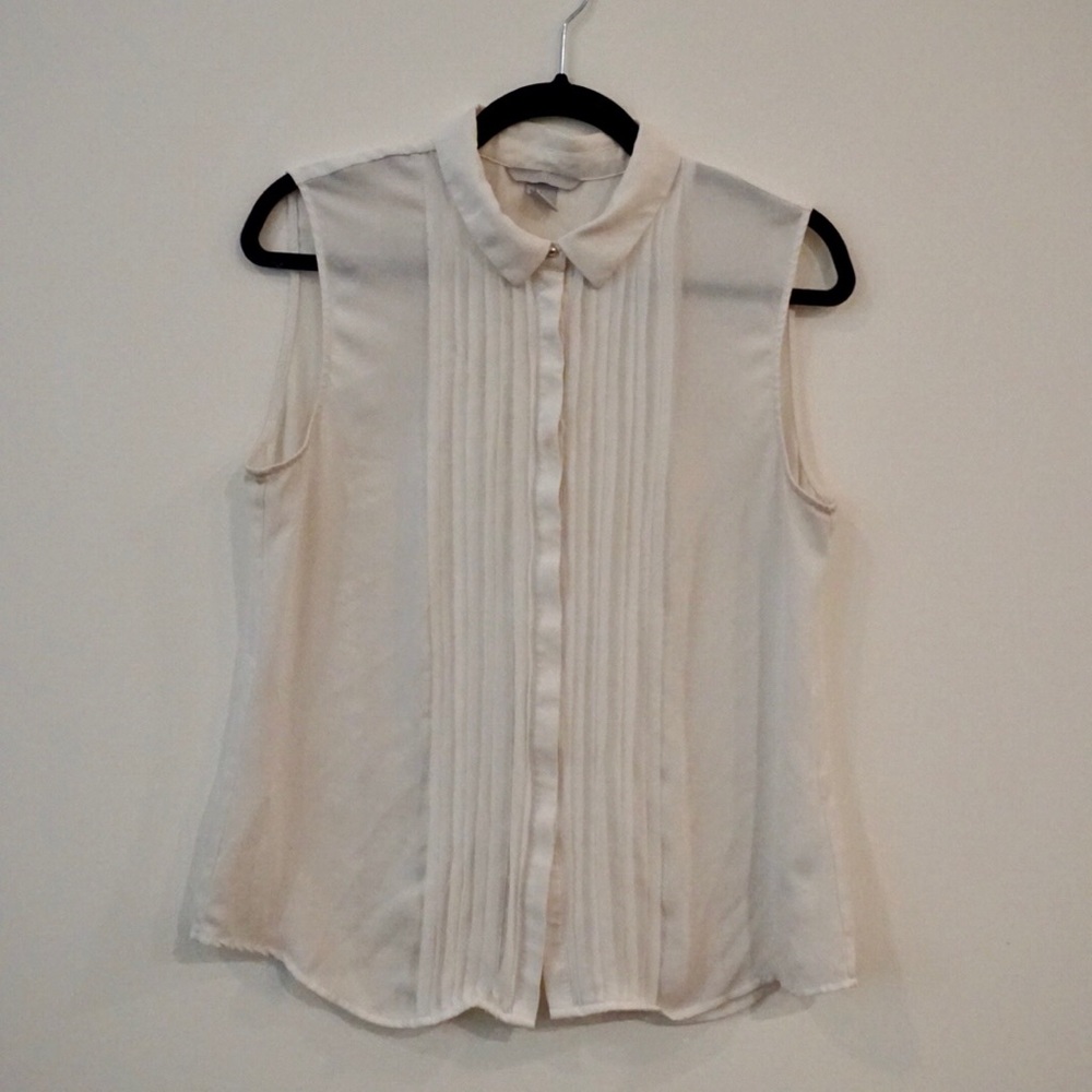 White chiffon sleeveless blouse